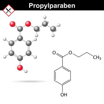 Propylparaben molecular structure Stock Illustration