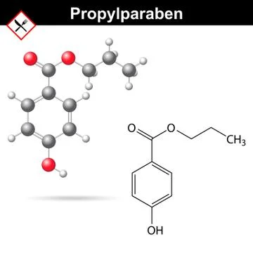 Propylparaben molecular structure Stock Illustration
