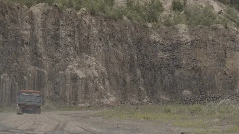 ProRes 4:2:2 log, slow motion footage. Basalt career. Stock Footage 109332471