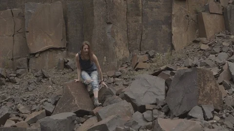 ProRes 4:2:2 log, slow motion footage. Basalt career. Stock Footage 109333027