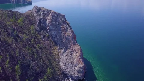 ProRes. Baikal lake shore and rocks from aerial view Stock Footage 83333853