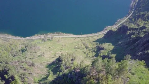 ProRes. Baikal lake shore and rocks from aerial view Stock Footage 84165553