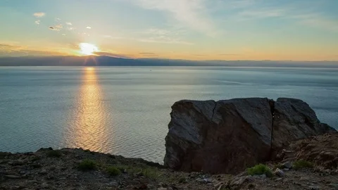 ProRes. Sunset Time Lapse Sun Rays Clouds View  Sundown. Landscape. Siberia. Stock Footage 82712153