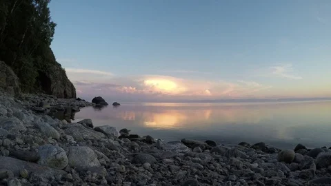 ProRes. Sunset Time Lapse Sun Rays Clouds View  Sundown. Landscape. Siberia. Stock Footage 82712640