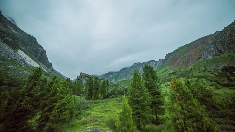 ProRes. Time lapse. Clouds over the mountains. Landscape. Siberia. Stock Footage 82383711