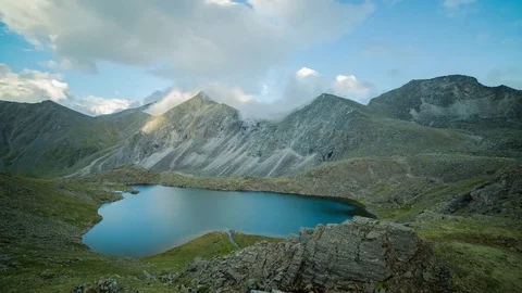 ProRes. Time lapse. Clouds over the mountains. Landscape. Siberia. Stock Footage 82383868