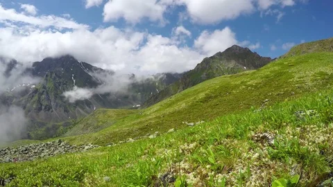 ProRes. Time lapse. Clouds over the mountains. Landscape. Siberia. Stock Footage 82648960