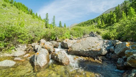 ProRes. Time lapse. Clouds over the mountains. Landscape. Siberia. Stock Footage 82808502