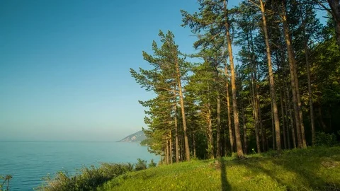 ProRes. Time lapse Clouds View Landscape. Siberia. Baikal lake shore. Video stock 81688910