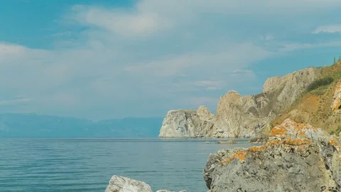 ProRes. Time lapse Clouds View Landscape. Siberia. Baikal lake shore. Video stock 81688970