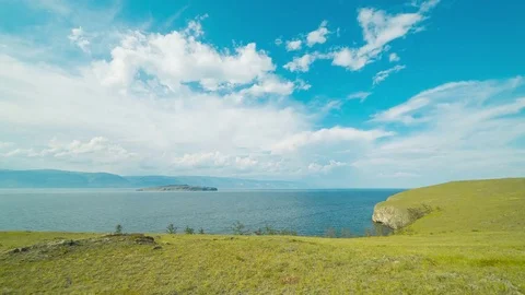 ProRes. Time lapse Clouds View Landscape. Siberia. Baikal lake shore. Video stock 81836531