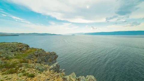 ProRes. Time lapse Clouds View Landscape. Siberia. Baikal lake shore. Video stock 81836657