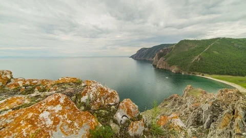 ProRes. Time lapse Clouds View Landscape. Siberia. Baikal lake shore. Video stock 81994987