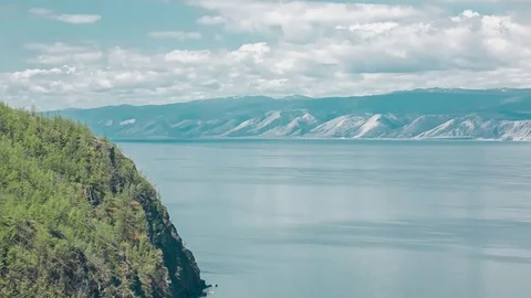 ProRes. Time lapse Clouds View Landscape. Siberia. Baikal lake shore. Video stock 81995242