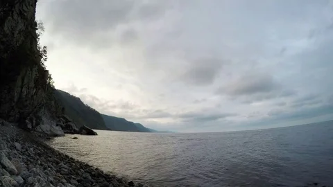 ProRes. Time lapse Clouds View Landscape. Siberia. Baikal lake shore. Video stock 81995488