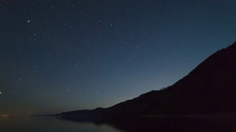 ProRes. Time Lapse Stars Sky Turning Space Astrophotography. Landscape. Siberia. Stock Footage 82773473