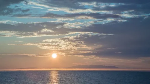 ProRes. Time lapse Sun Rays Clouds View Sunrise. Landscape. Siberia. Video stock 81836852