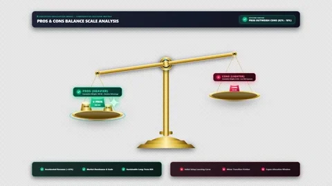 Pros and Cons Balance Scale Decision Tilt 4K Alpha Vídeos de archivo 346125368