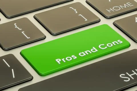 Pros and cons button on keyboard. 3D rendering Stock Illustration