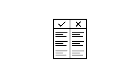 Pros and cons comparison list animation with checkmark and cross symbols on.. 库存影片 341228923