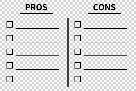 PROS and CONS comparison list template Stock Illustration