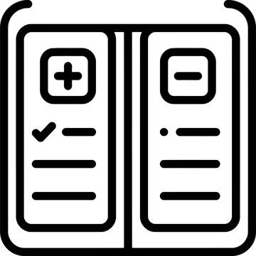 Pros and Cons Comparison List Icon Representing Decision Making Analysis in.. Stock Illustration