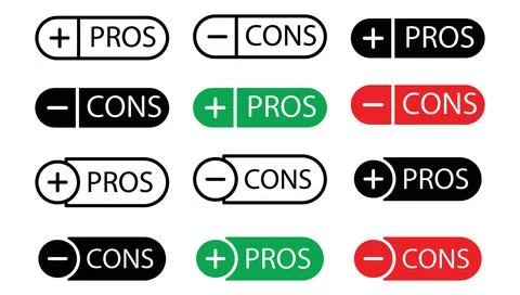 Pros and cons icon Outline flat Icon Stock Illustration