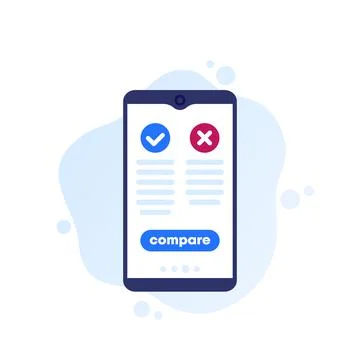 Pros and cons mobile app, vector icon for web Stock Illustration