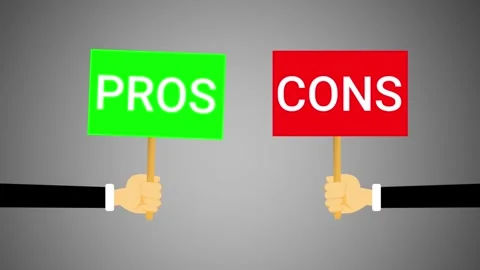 Pros And Cons Placards Holding Flat Animation Video stock 335668001