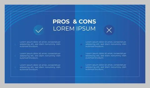 Pros and cons presentation slide template Stock Illustration
