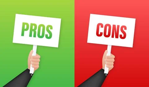 Pros cons comparison, Make Decision, optimal solutions. Correct Wrong. Vector Stock Illustration