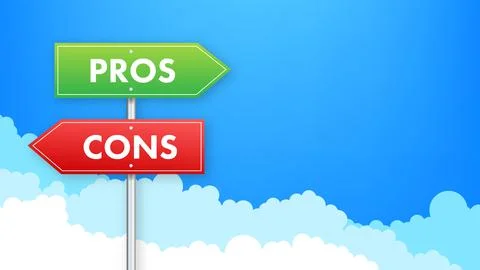 Pros cons comparison, Make Decision, optimal solutions. Correct Wrong. Vector Illustrazione stock