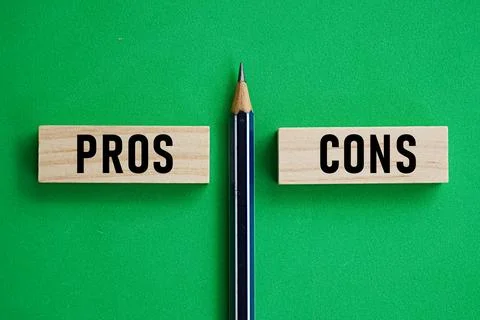PROS CONS print. Management concept. Support and opposition concept 스톡 사진