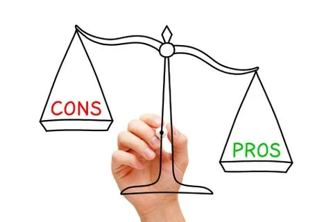 Pros Cons Scale Concept Stockfoto's
