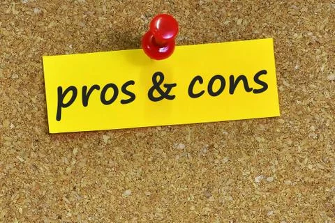 Pros &amp; cons  word on notes paper with cork background Stock Photos