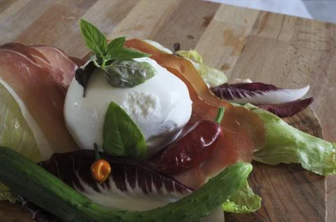 Prosciutto and Mozzarella Stock Photos