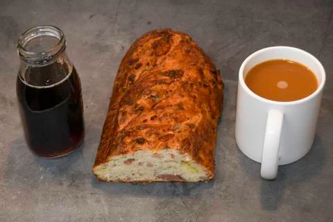 Prosciutto Bread and Coffee Stock Photos