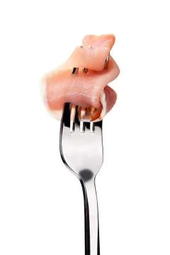 Prosciutto on fork Foto stock