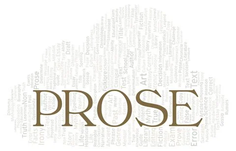 Prose typography word cloud create with the text only Stock Illustration
