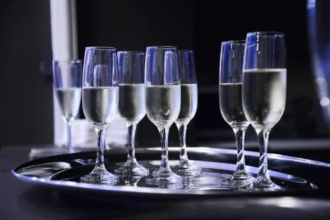 Prosecco served on a tray Stock Photos