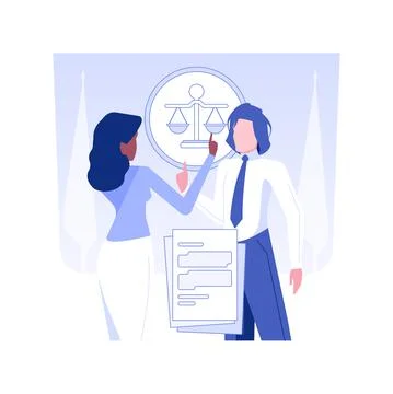 Prosecution of cases in courts isolated concept vector illustration. Ilustración de archivo