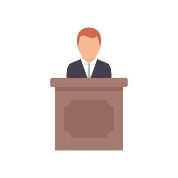 Prosecutor tribune icon flat isolated Stock Illustration