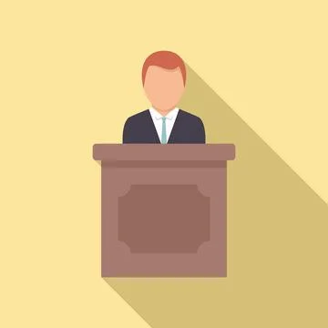 Prosecutor tribune icon, flat style Stock Illustration
