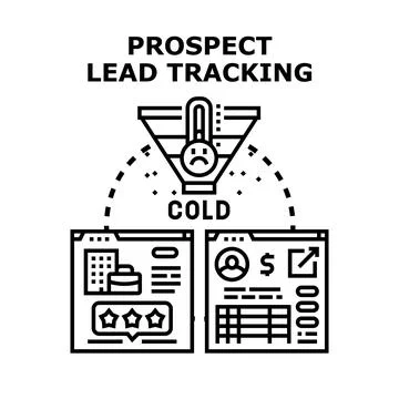 Prospect lead tracking managing cold customer database Stock Illustration