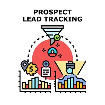 Prospect lead tracking managing customer acquisition process Stock Illustration