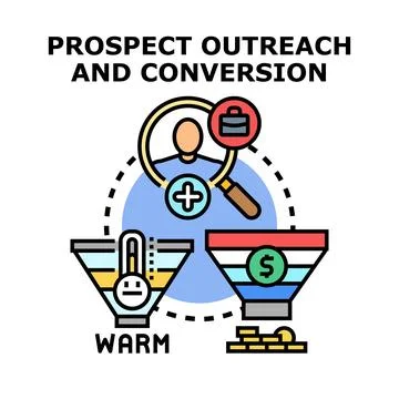 Prospect outreach and conversion sales funnel Stock Illustration