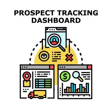 Prospect tracking dashboard managing sales, data, and logistics Stock Illustration