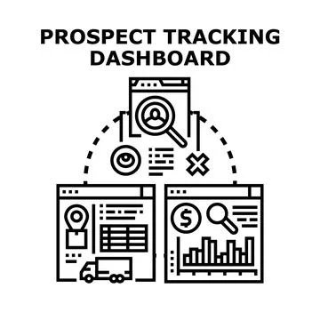 Prospect tracking dashboard managing sales, data, and logistics Stockillustratie