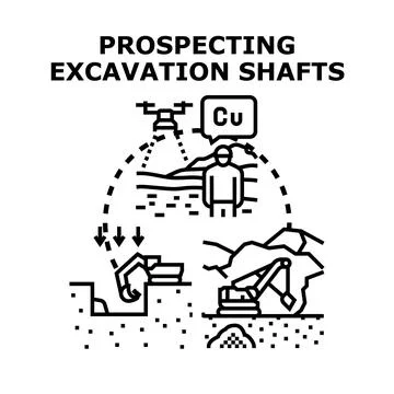 Prospecting for mineral resources using modern excavation methods Stock Illustration