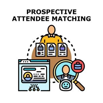 Prospective attendee matching system for event networking Stock Illustration